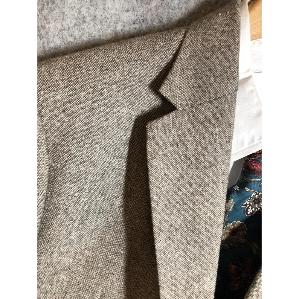 Studiosuits Blazer Mens 40 Beige Wool Tweed Sport Coat Jacket Classic Fall